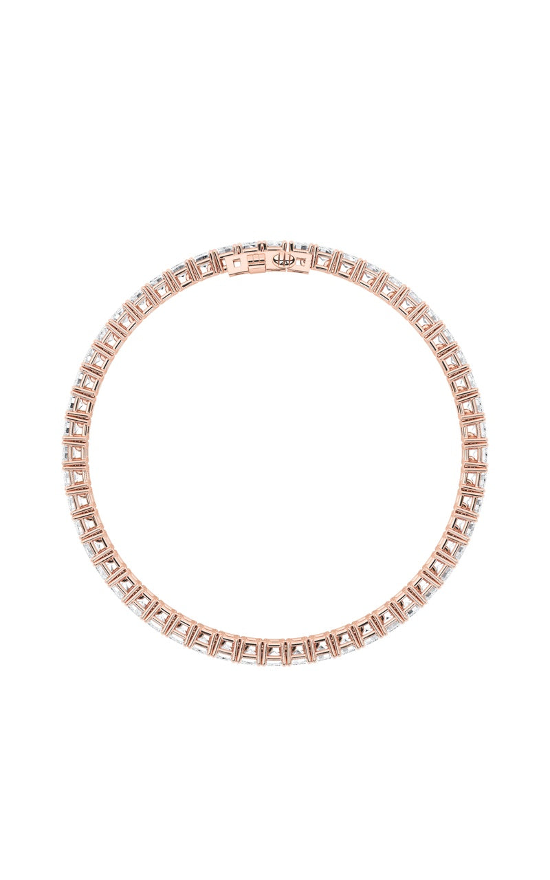 10Cttw Emerald Shaped Lab Grown Diamond (F/VS) East West Line Bracelet in 14K Gold