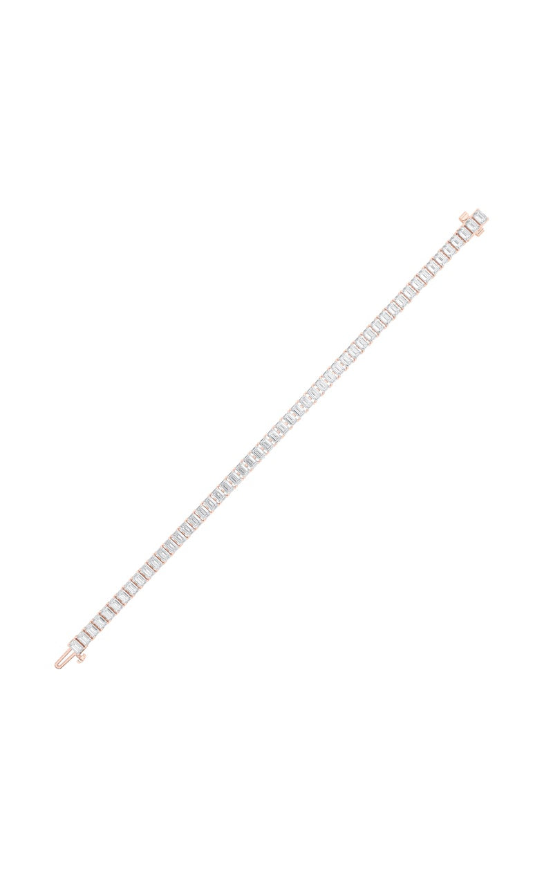 10CTW Emerald Shaped Lab Grown Diamond (F/VS) East West Line Bracelet in 14K Gold