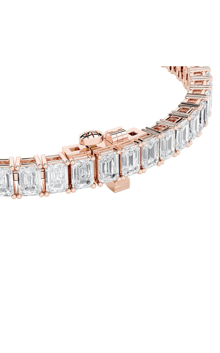 10Cttw Emerald Shaped Lab Grown Diamond (F/VS) East West Line Bracelet in 14K Gold