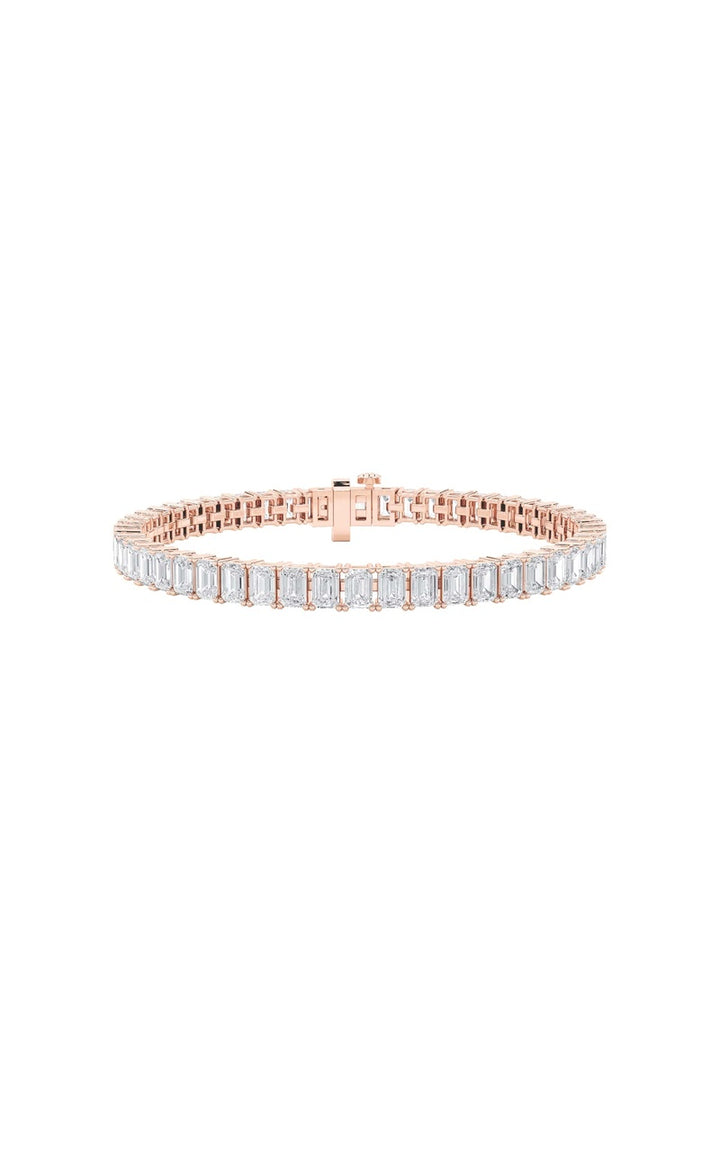 12.5Cttw Emerald Shaped Lab Grown Diamond (F/VS) East West Line Bracelet in 14K Gold