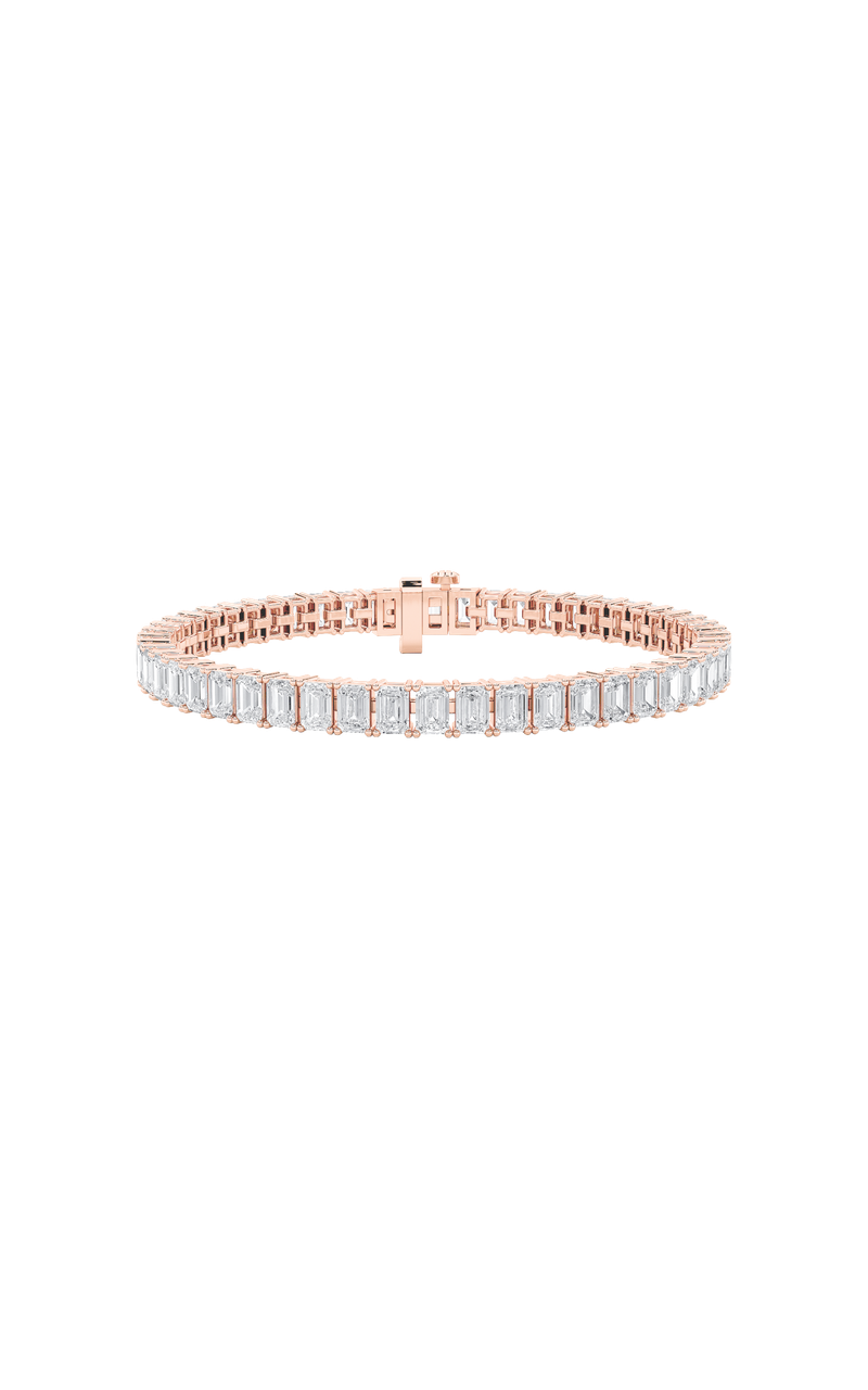 12.5Cttw Emerald Shaped Lab Grown Diamond (F/VS) East West Line Bracelet in 14K Gold