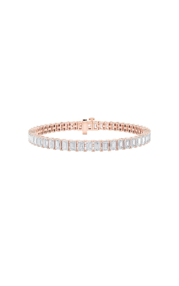 15Cttw Emerald Shaped Lab Grown Diamond (F/VS) East West Line Bracelet in 14K Gold