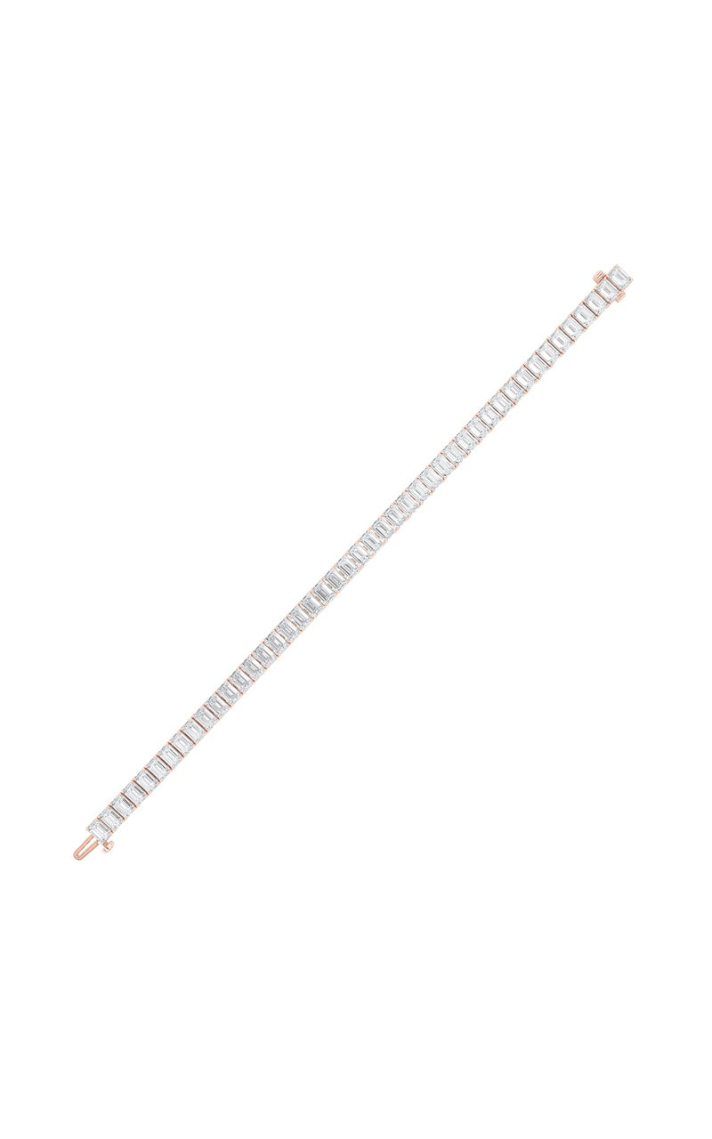 18.5Cttw Emerald Shaped Lab Grown Diamond (F/VS) East West Line Bracelet in 14K Gold