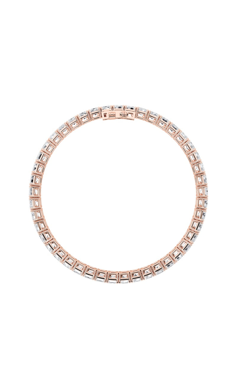 18.5Cttw Emerald Shaped Lab Grown Diamond (F/VS) East West Line Bracelet in 14K Gold