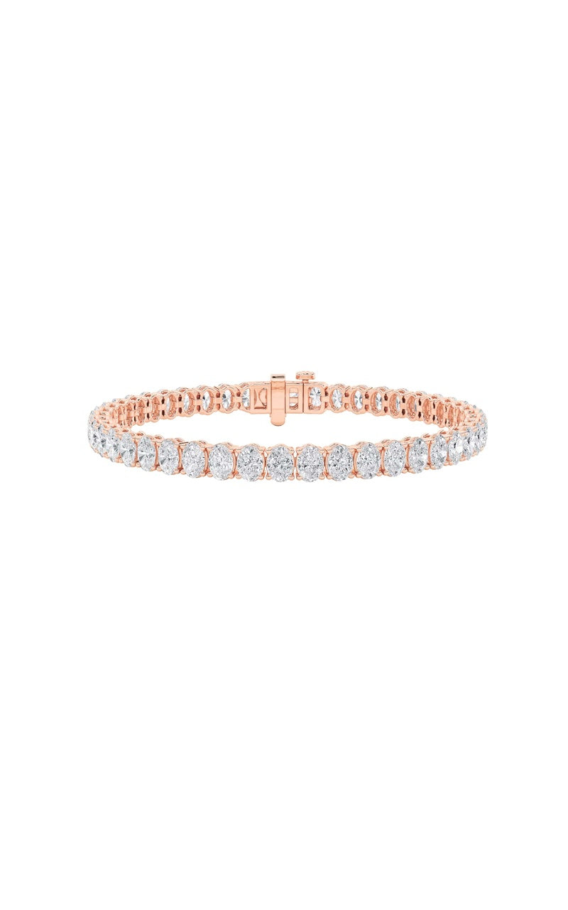 12.5CTW Oval Shaped Lab Grown Diamond (F/VS) East West Line Bracelet in 14K Gold
