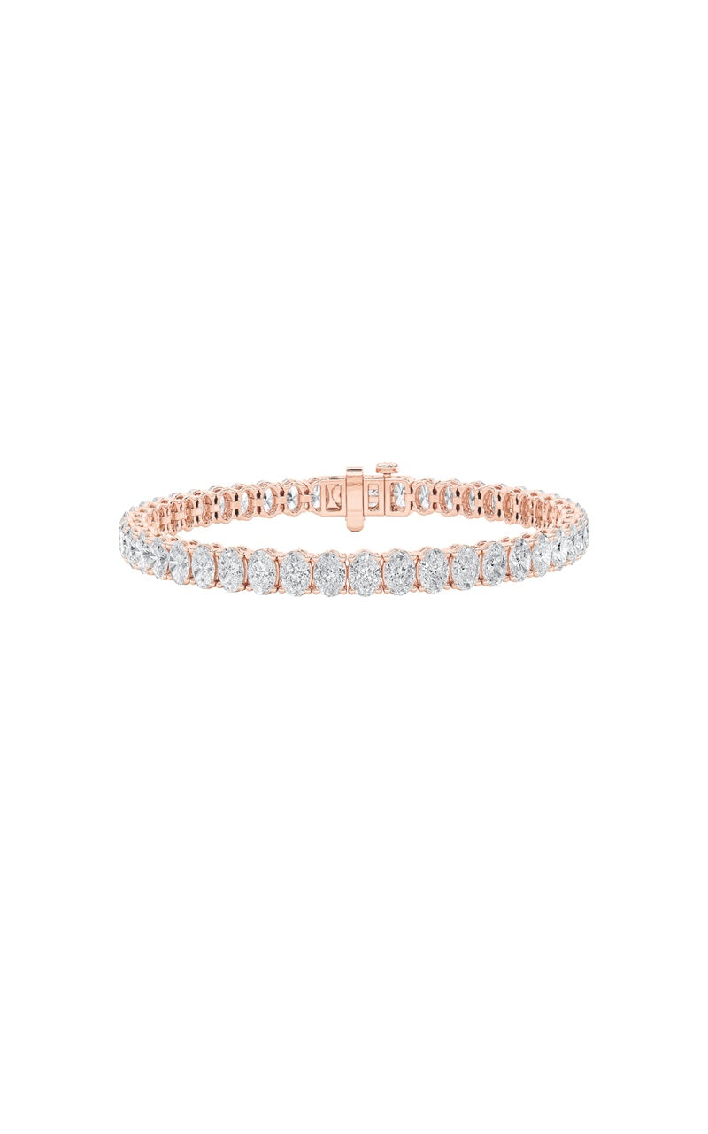 9Cttw Oval Shaped Lab Grown Diamond (G/VS) East West Line Bracelet in 14K Gold