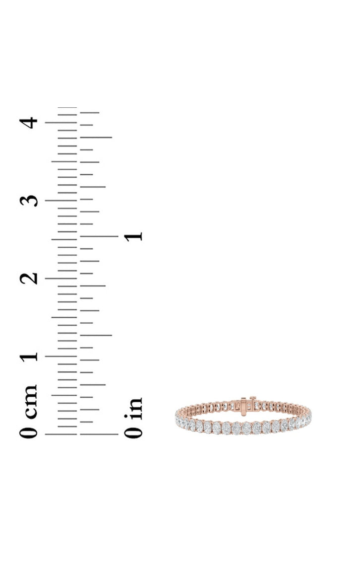 9Cttw Oval Shaped Lab Grown Diamond (G/VS) East West Line Bracelet in 14K Gold