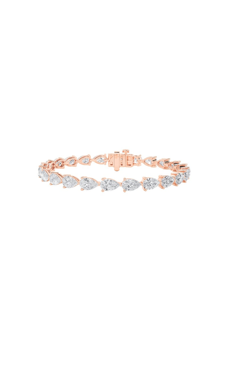10CTW Pear Shaped Lab Grown Diamond (F/VS) Fancy Line Bracelet in 14K Gold
