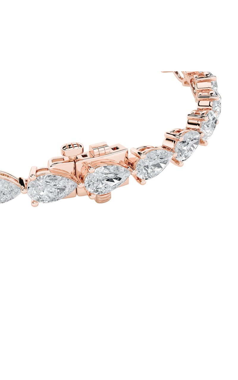 10CTW Pear Shaped Lab Grown Diamond (F/VS) Fancy Line Bracelet in 14K Gold