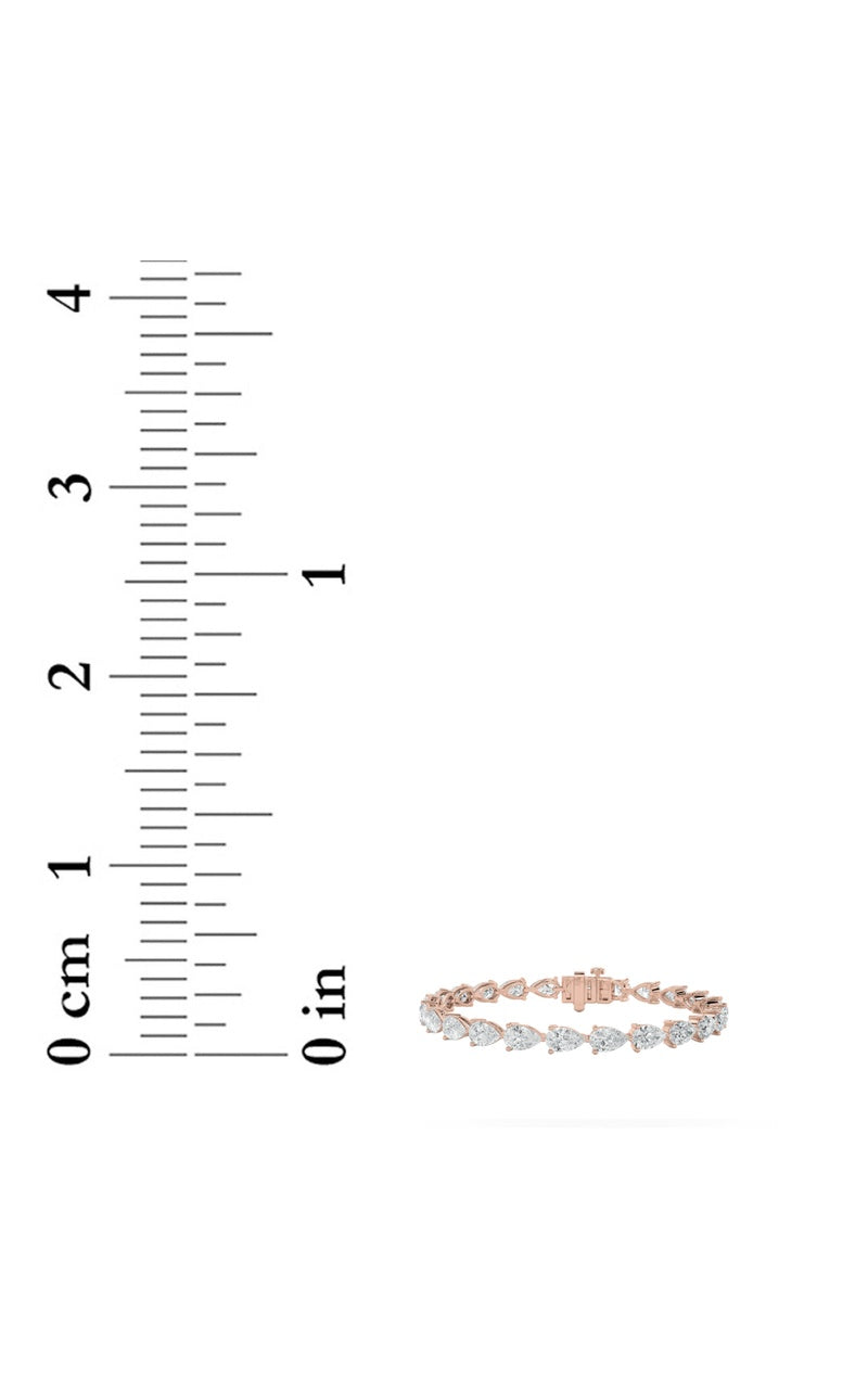 10Cttw Pear Shaped Lab Grown Diamond (F/VS) FancyLine Bracelet in 14K Gold
