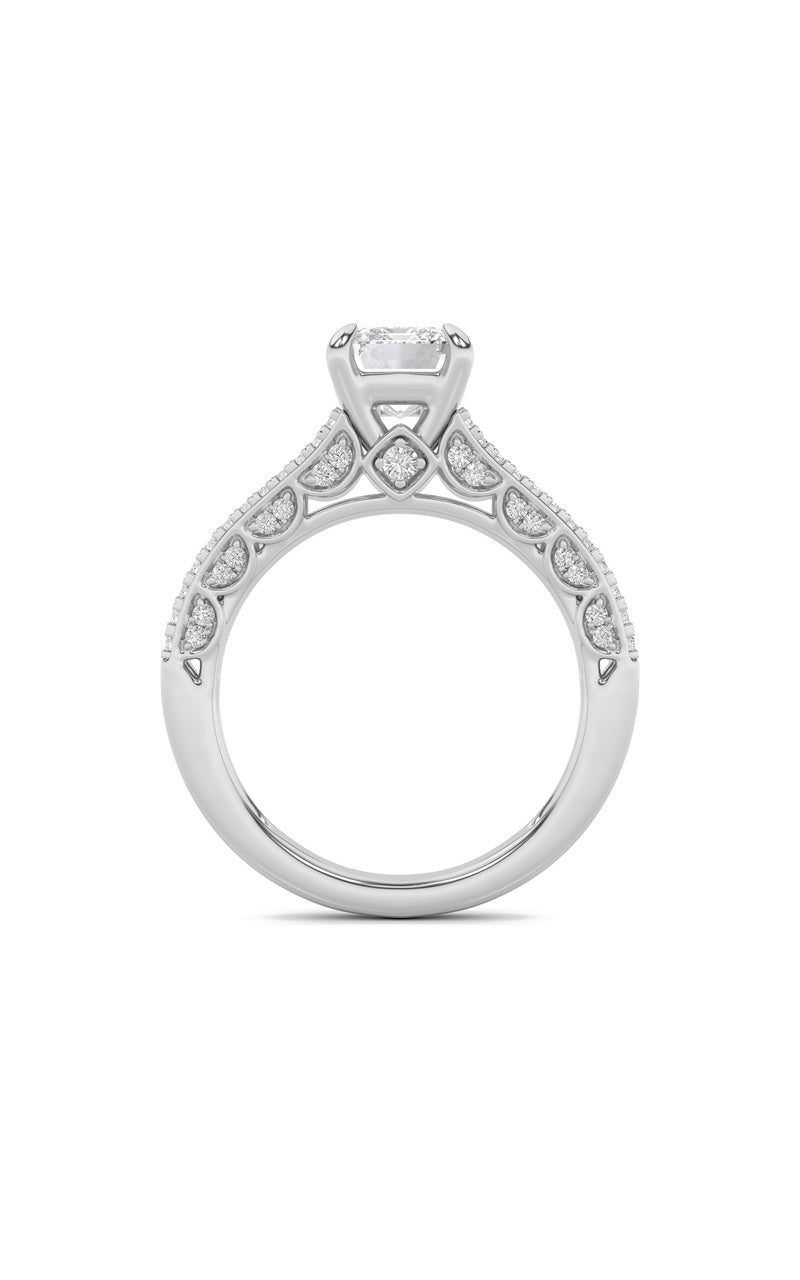 2CTW Emerald Shaped Lab Grown Diamond (G/VS) Split Shank Accented Engagement Ring in 14K Gold